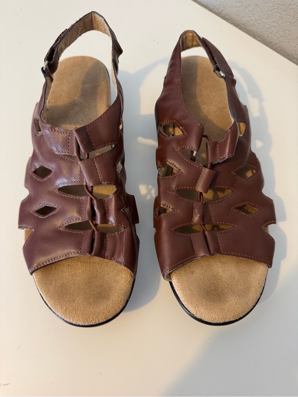 Brown Cutout Slingback Sandals